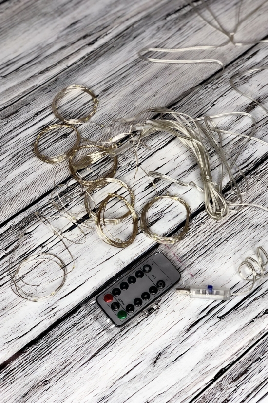 Гірлянда світлодіодна "штора" (білі вогні) мідний провід 160 LED (2.0/2.0м) від USB арт.COPPER-WIRE-160W-9-2