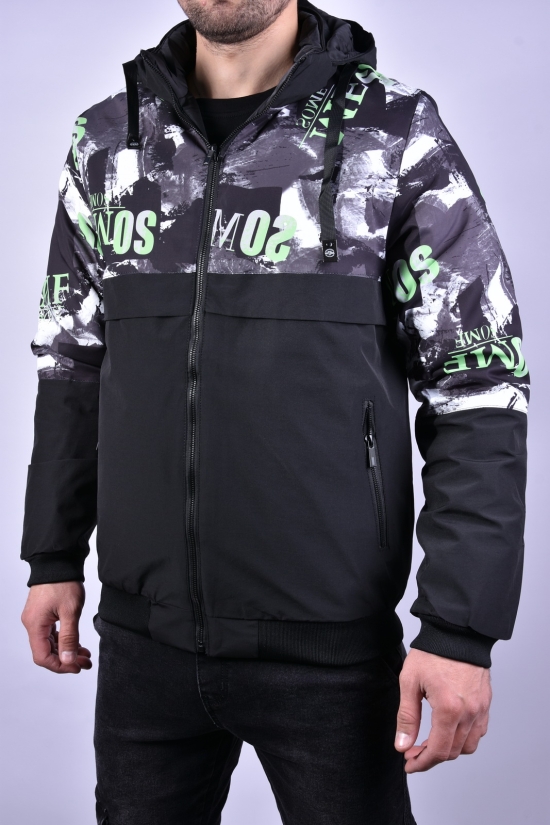 Куртка мужская демисезонная (цв.черный/салатовый) из плащевки "KDQ" (двухсторонняя) Размеры в наличии : 46, 48 арт.EM23053