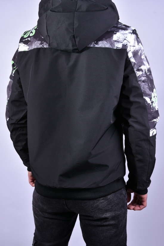 Куртка чоловіча демісезонна (кол. чорний/салатовий) з плащової тканини "KDQ" (двостороння) Розміри в наявності : 46, 52 арт.EM23053