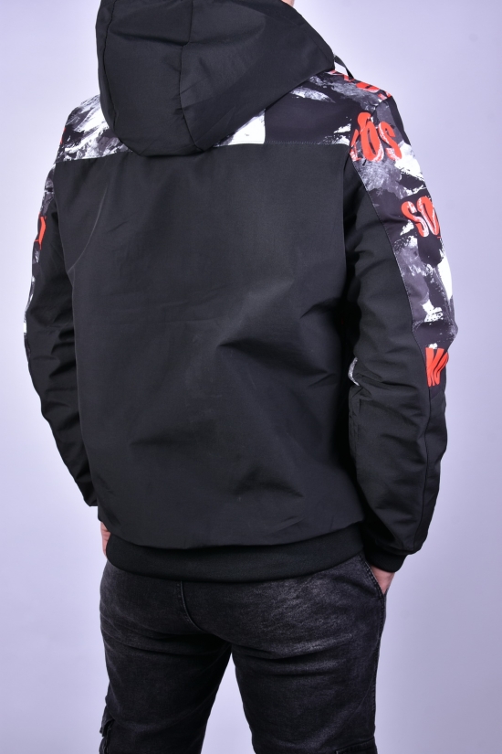 Куртка мужская демисезонная (цв.черный/красный) из плащевки "KDQ" (двухсторонняя) Размер в наличии : 46 арт.EM23053