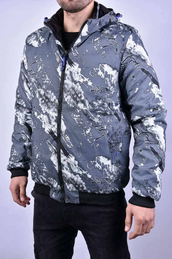 Куртка чоловіча демісезонна (колір сірий) з плащової тканини "KDQ" (двостороння) Розмір в наявності : 46 арт.EM23060