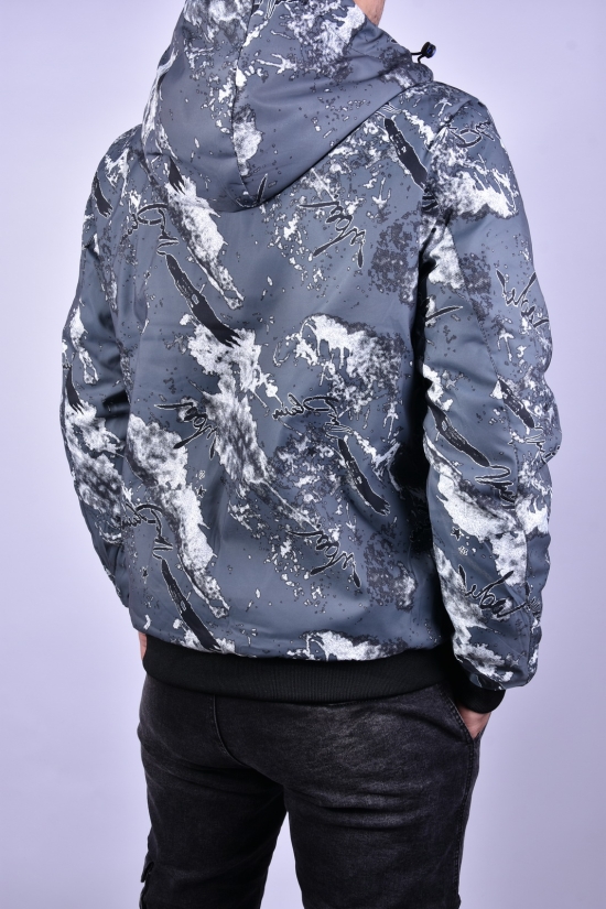 Куртка мужская демисезонная (цв.серый) из плащевки "KDQ" (двухсторонняя) Размеры в наличии : 46, 52 арт.EM23060