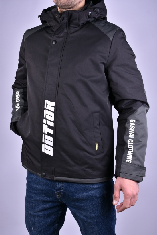 Куртка мужская из плащевки (цв.черный/серый) демисезонная"ATE" Размеры в наличии : 44, 46 арт.2209
