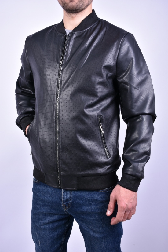 Куртка мужская (цв.черный) демисезонная из Экокожи Размеры в наличии : 46, 48, 52, 56 арт.8811
