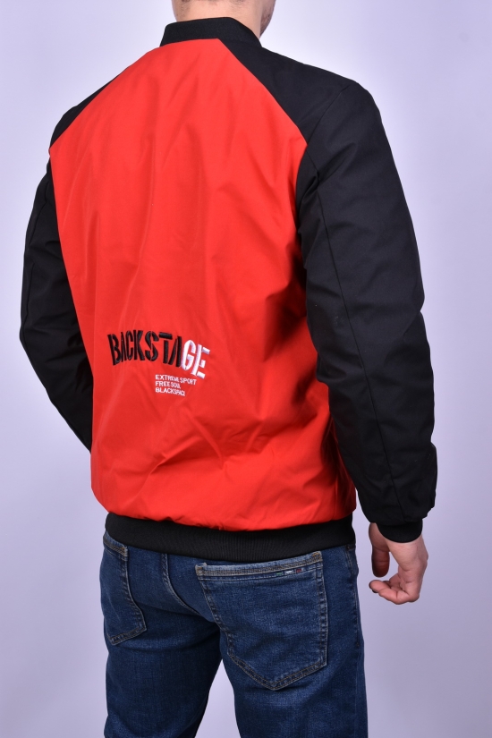 Куртка-бомбер мужская демисезонная (цв.красный/черный) тканевая Размеры в наличии : 46, 48 арт.1111