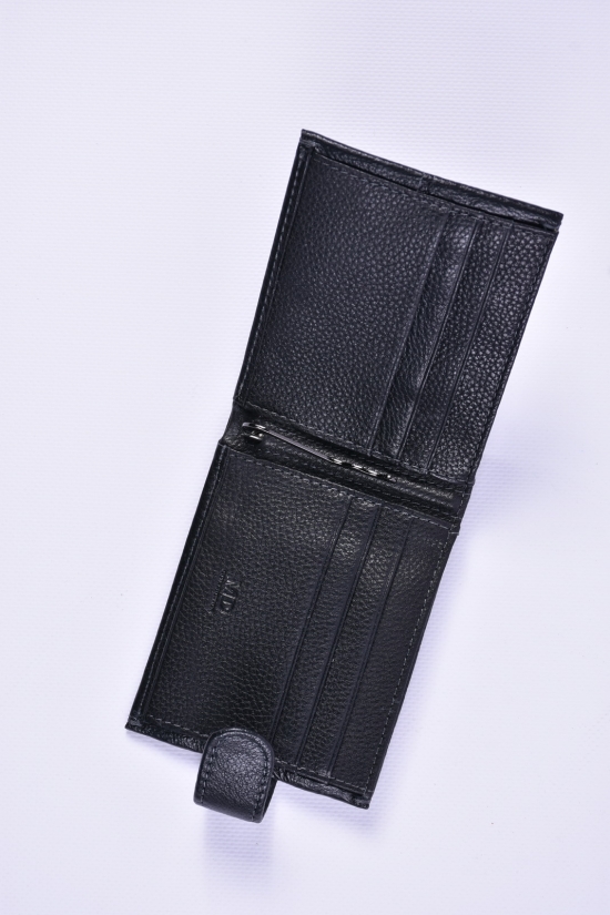 Кошелек кожаный мужской (цв.чёрный) размер 11/9 см арт.MD555E-7