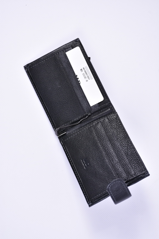 Кошелек кожаный мужской (цв.чёрный) размер 11/9 см арт.MD555E-8