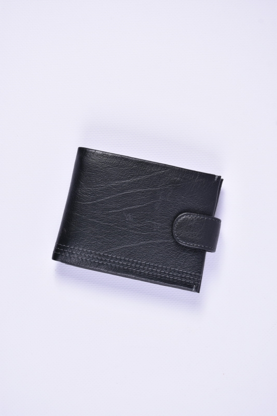 Кошелек кожаный мужской (цв.чёрный) размер 11/9 см арт.555E-4