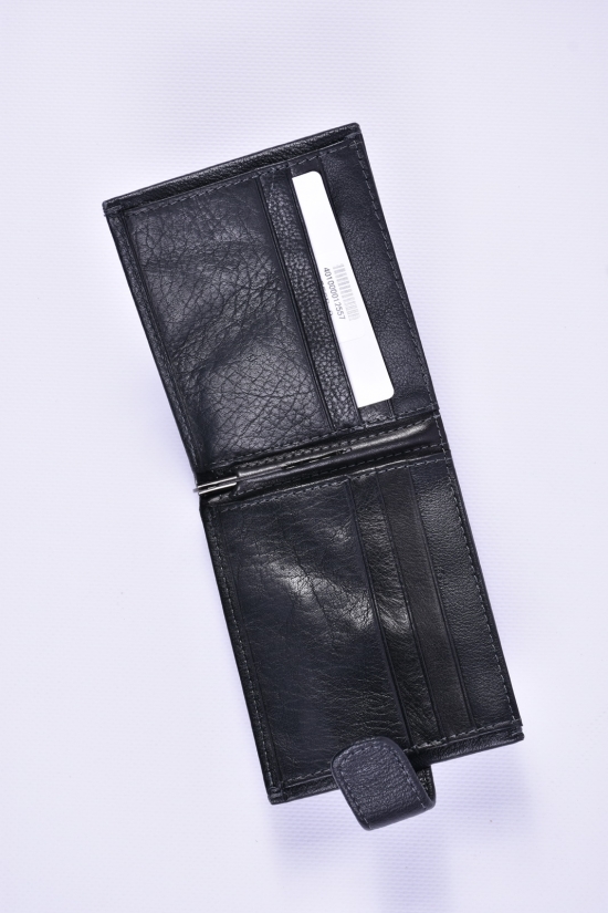 Кошелек кожаный мужской (цв.чёрный) размер 11/9 см арт.555E-8