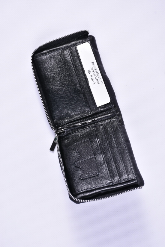 Кошелек кожаный (цв.чёрный) размер 11/9 см арт.MD639-A