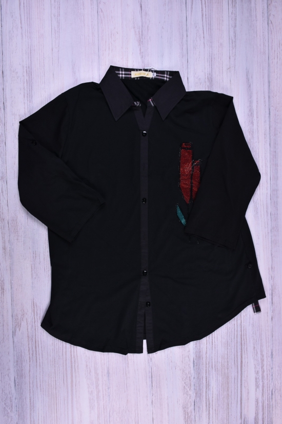 Рубашка женская ( цв.черный) "ANGORA" Размеры в наличии : 52, 54 арт.8844