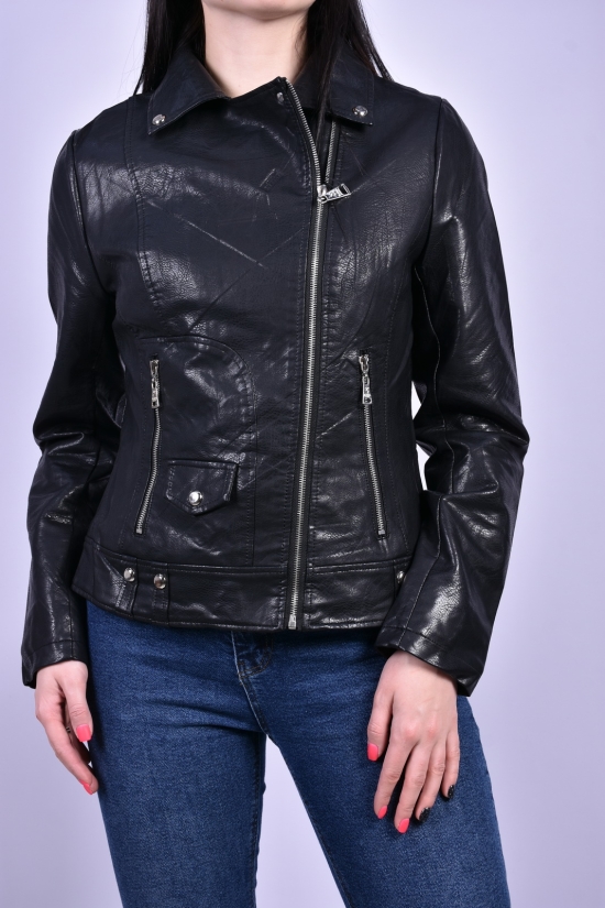 Куртка женская (цв.чёрный) демисезонная экокожа "YARINA" Размеры в наличии : 38, 40, 42, 44 арт.B377