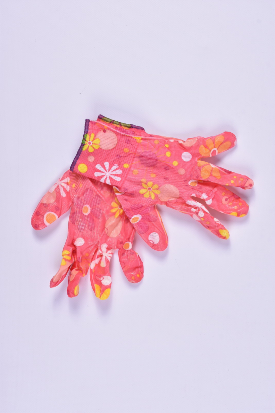 Перчатки тканевые/нитрил (цв.розовый) арт.Цветок