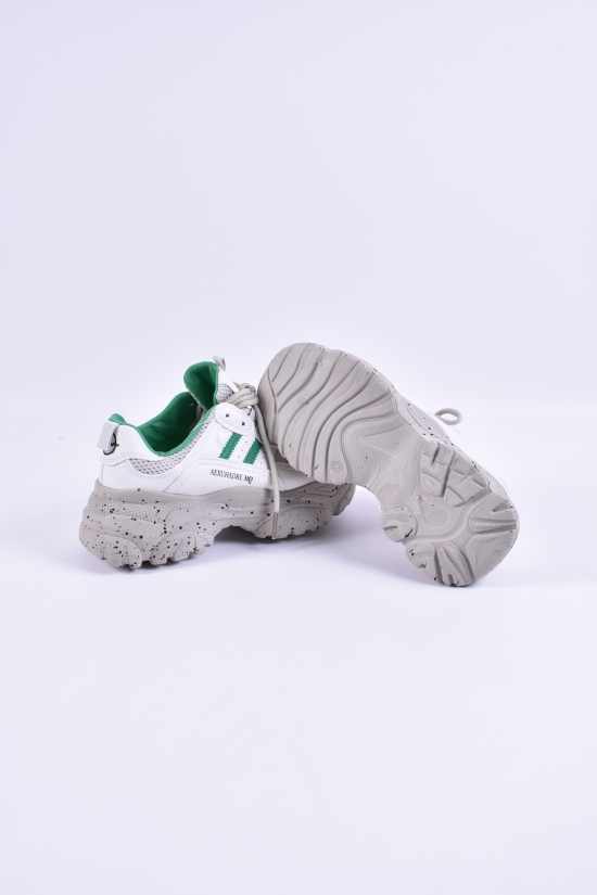Кросівки жіночі (кол. білий/зелений) "Gukkcr" Розміри в наявності : 38, 39 арт.RF0086