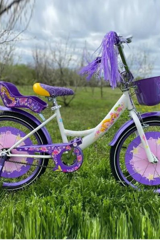 Велосипед 2-колёсный размер колеса 18 дюймов (цв.белый) "GIRLS" с корзиной арт.006