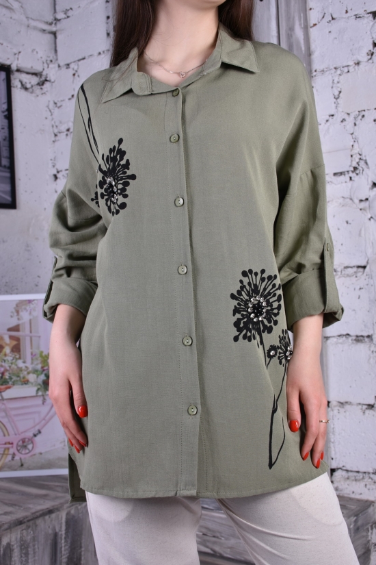 Рубашка-туника женская (цв.мяты) ткань лен "BURRASCA" Размер в наличии : 44 арт.16735