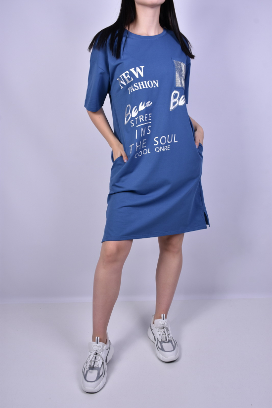 Платье женское трикотажное (цв.синий) "Love Me" Размер в наличии : 52 арт.W027