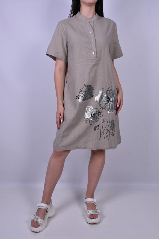 Сукня жіноча (кол. капучіно) (тканина льон) QIANZHIDU Розмір в наявності : 46 арт.E235503