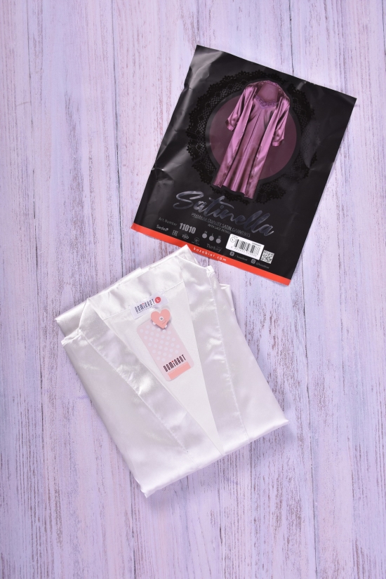 Комплект шелковый женский (цв.белый) ночная рубашка + халат+бикини DEEP SLEEP Размер в наличии : 48 арт.11010