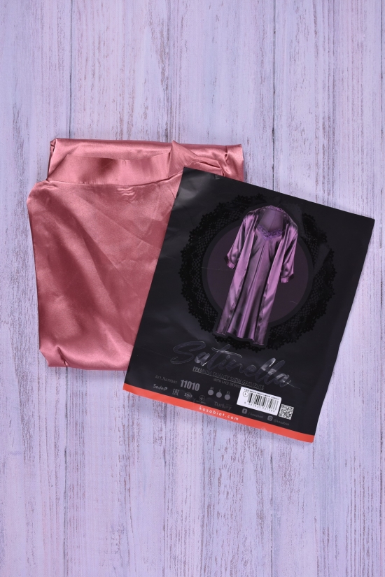 Комплект шелковый женский (цв.розовый) ночная рубашка + халат+бикини DEEP SLEEP Размер в наличии : 44 арт.11010