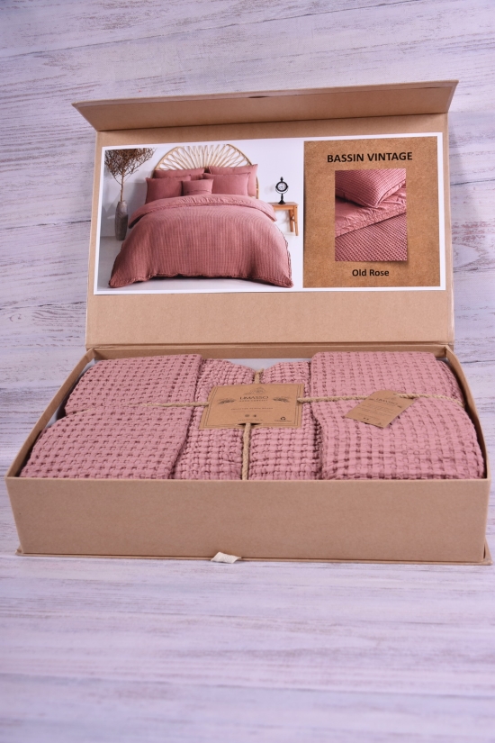 Комплект постельного белья "LIMASSO" (цв.пудра) размер 200/220 см. (вареный хлопок) арт.LIMASSO