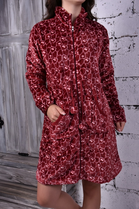 Халат жіночий велюровий (кол. бордовий) Розміри в наявності : 44, 48 арт.6008