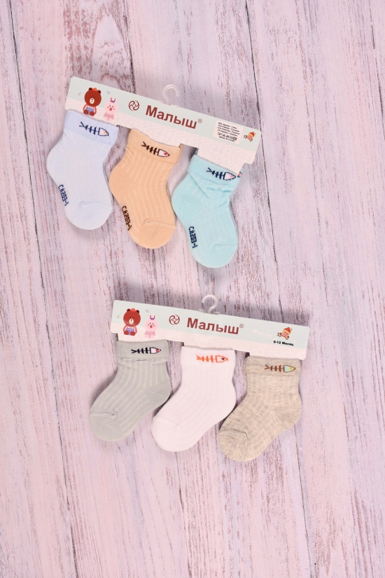 Шкарпетки для новонародженого 0-3 міс (65%бавовна 13%поліамід 3%елестан15% поліестер) арт.CA203-1
