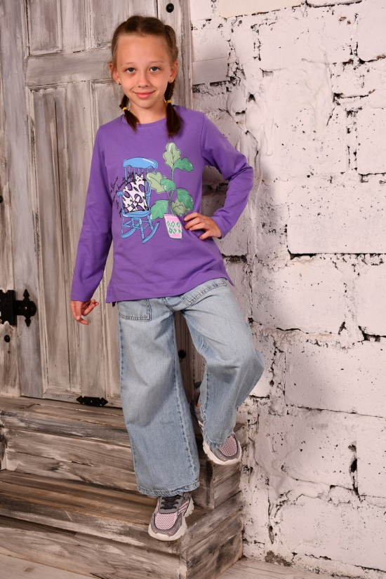 Футболка для девочки (цв.фиолетовый) трикотажная длинный рукав "Funny Pony" Рост в наличии : 128, 134, 140, 146 арт.5430
