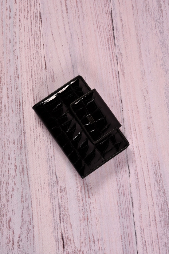 Гаманець жіночий шкіряний лаковий (color.black) розмір 14.5/9.5 см. 