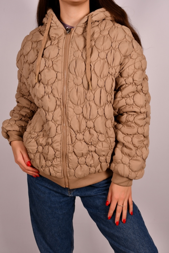 Куртка жіноча двостороння (кол. капучино) демісезонна болонева Розмір в наявності : 46 арт.93