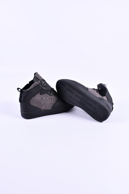 Кросівки для хлопчика (кол. чорний/сірий) з натуральної шкіри на хутрі "Crosav" Розміри в наявності : 36, 37, 38, 39 арт.333
