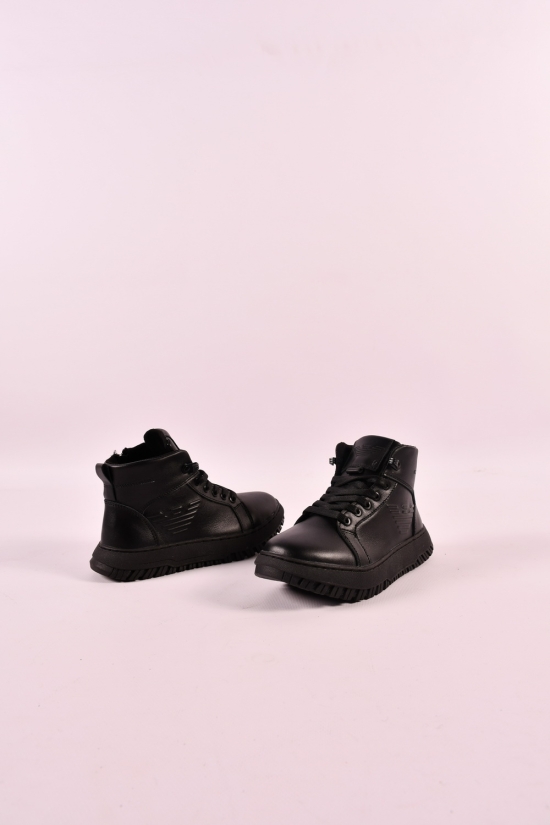 Ботинки для мальчика (цв.черный) из натуральной кожи на меху "Crosav" Размеры в наличии : 34, 35, 36, 37, 38, 39 арт.23-59