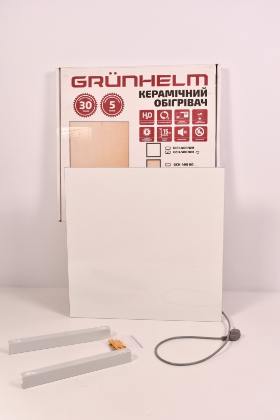 Обогреватель керамический (цв.белый) с терморегулятором, мощность 500W "GRUNHELM" арт.GCH-500WH