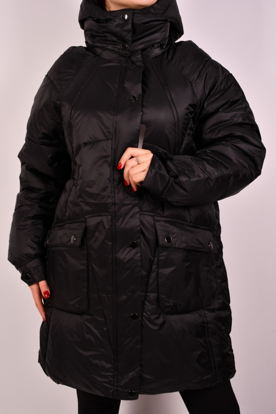 Куртка жіноча (кол. чорний) з плащової тканини зимова Розміри в наявності : 52, 54 арт.22-51