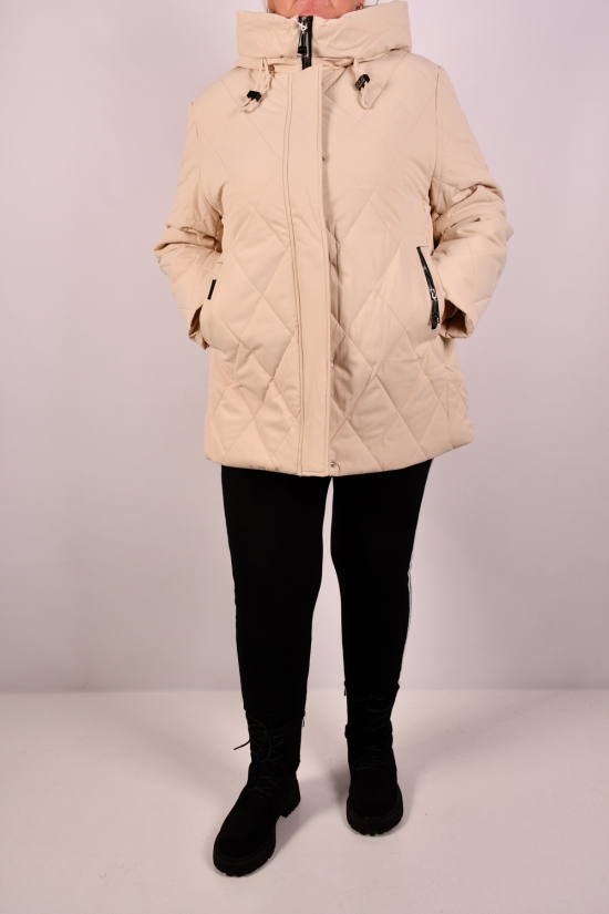 Куртка женская (цв.кремовый) зимняя из плащевки Размеры в наличии : 56, 58 арт.HM-65