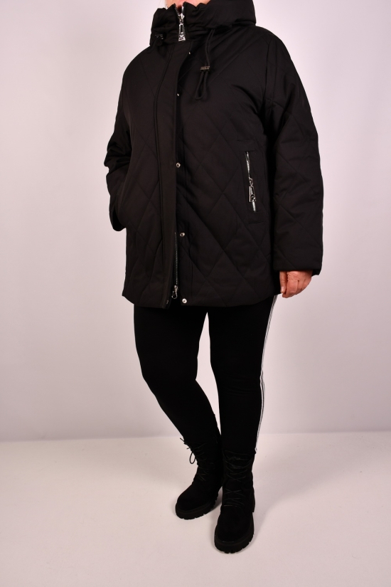 Куртка женская (цв.чёрный) зимняя из плащевки Размеры в наличии : 54, 56, 60 арт.HM-65