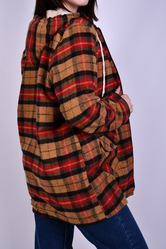 Сорочка жіноча байкова (кол. гірчичний/бордовий) на хутрі "MADOY" Розміри в наявності : 42, 44, 46 арт.3070