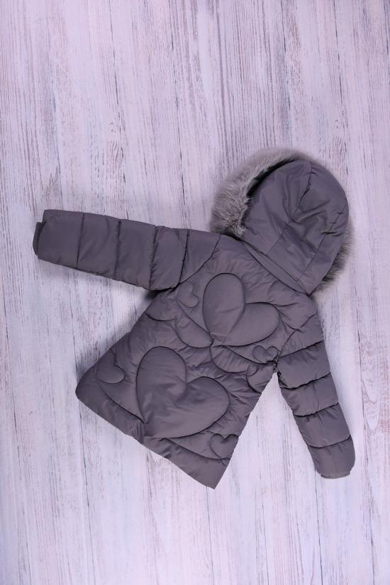 Куртка для девочки (цв.графитовый) из плащевки зимняя Рост в наличии : 86, 98, 110 арт.040