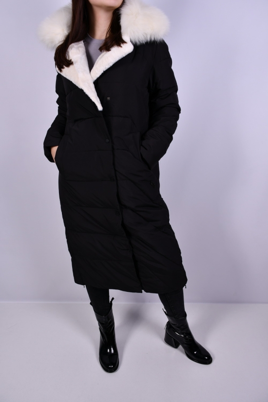 Пальто жіноче з плащової тканини зимові (color V001) опушка з натурального хутра Розмір в наявності : 50 арт.HM1109