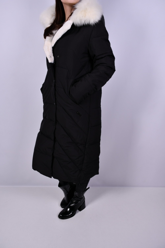 Пальто женское из плащевки зимние (color V001) опушка из натурального меха Размер в наличии : 50 арт.HM1109