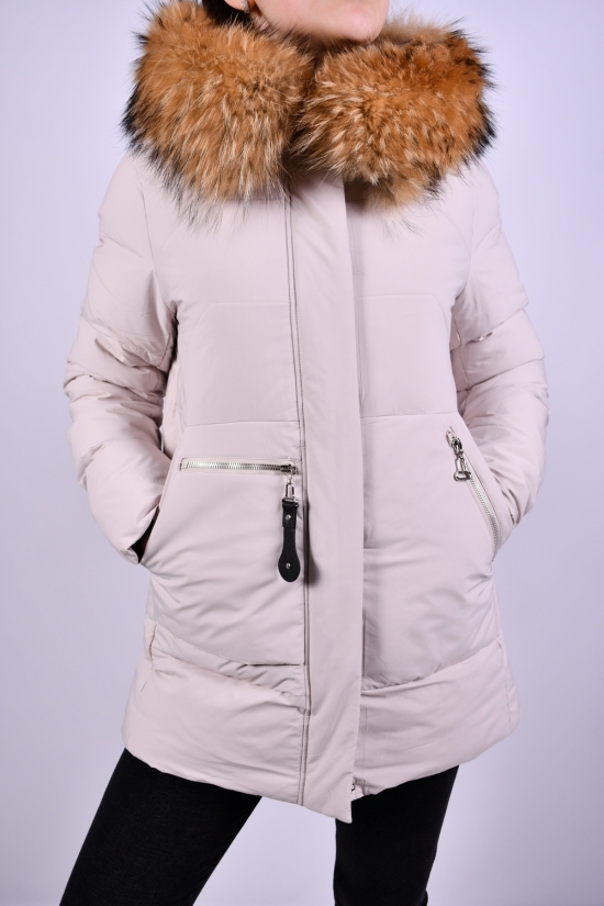Куртка жіноча з плащової тканини зимова (color Q037) опушка з натурального хутра Розміри в наявності : 48, 52 арт.HM3322