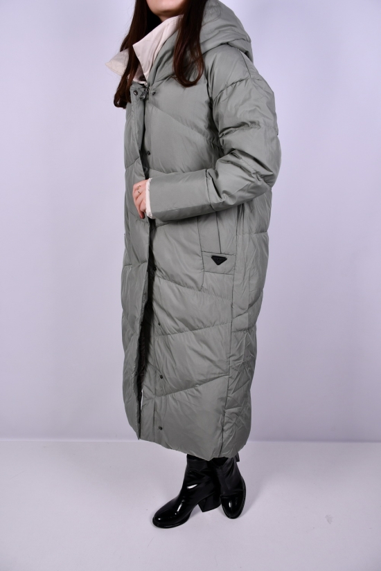 Пальто женское из плащевки зимние (color E002) наполнитель натуральный пух Размеры в наличии : 46, 50, 54 арт.HM1106