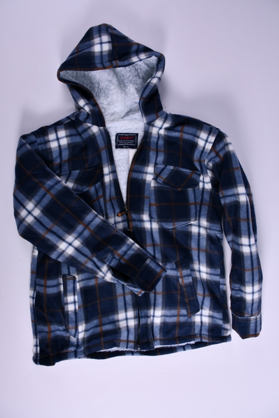 Рубашка мужская (цв.синий/коричневый) флисовая на меху "CANARY" Размер в наличии : 48 арт.2023B-2