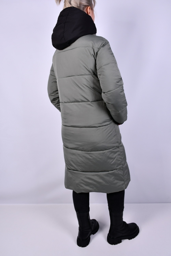 Пальто жіноче (кол. хакі) зимове з плащової тканини. Розмір в наявності : 48 арт.8325