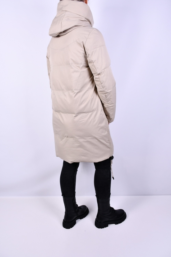 Пальто жіноче (кол. кремовий) зимове з плащової тканини. Розмір в наявності : 52 арт.2323
