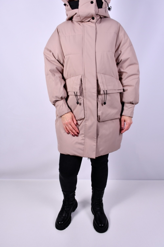 Пальто жіноче (кол. капучино) зимові модель OVER SIZE Розміри в наявності : 46, 48, 52 арт.22612