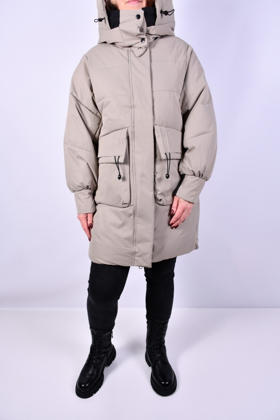 Жіноче пальто (кол. хакі) зимові модель OVER SIZE Розміри в наявності : 48, 50, 52 арт.22612