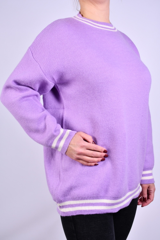 Жіночий светр в'язаний (кол. бузковий) розмір 50-52 "MIKA" модель OVER SIZE арт.303