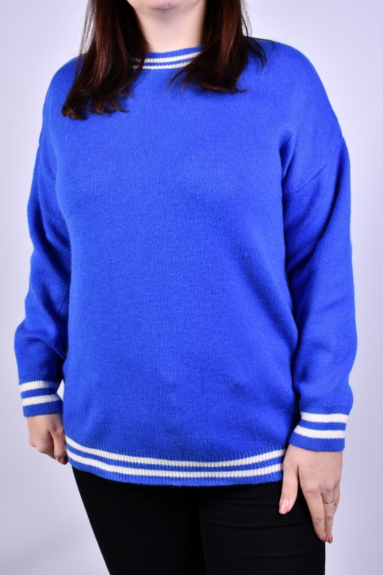 Жіночий светр в'язаний (кол. електрик) розмір 50-52 "MIKA" модель OVER SIZE арт.303