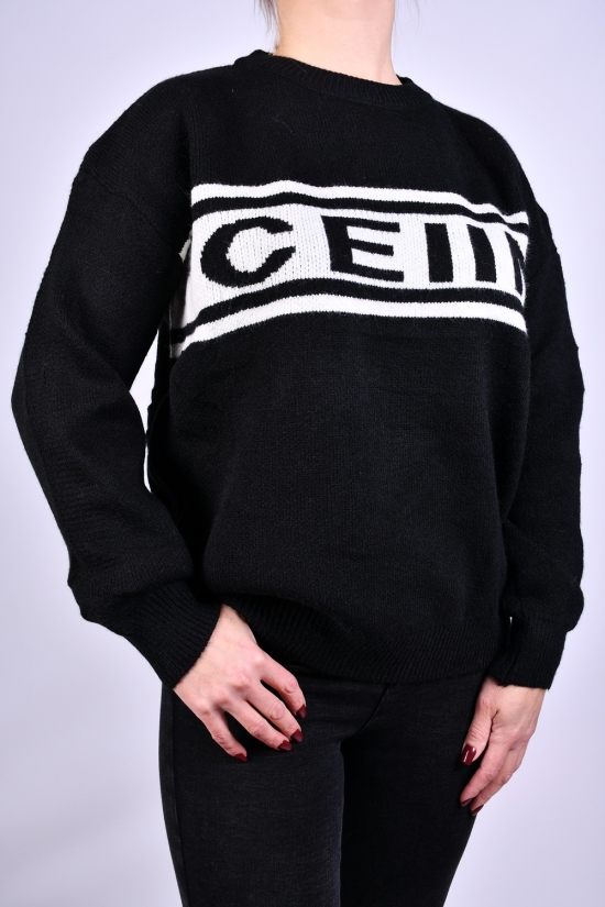 Жіночий светр в'язаний (кол. чорний) розмір 52-54 арт.T1012